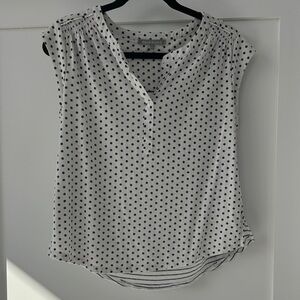 Catherine Malandrino Navy and White Polka Dot/ Striped Blouse